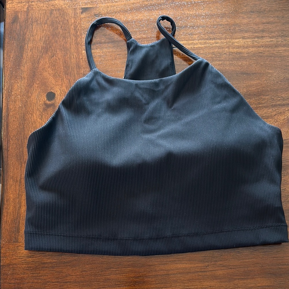 Black Ribbed Cropped Tank or Sports Bra